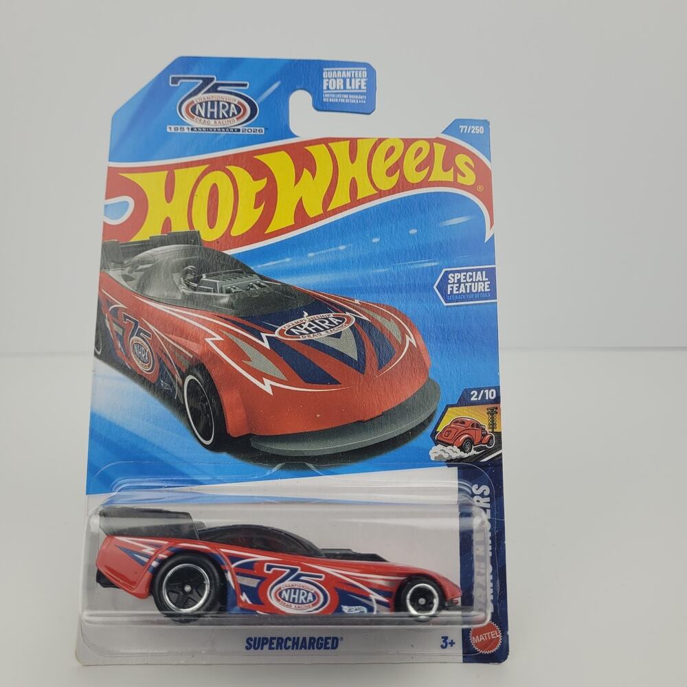 2026 Hot Wheels NHRA 75th Anniversary Red Supercharged 77/250 Drag Racers 2/10